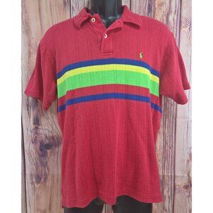 Vintage Polo Ralph Lauren Red Striped Polo Shirt Large